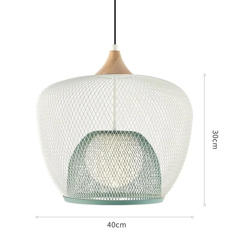 Lampe suspendue cage à oiseaux verte 40cm pour salon - 3
