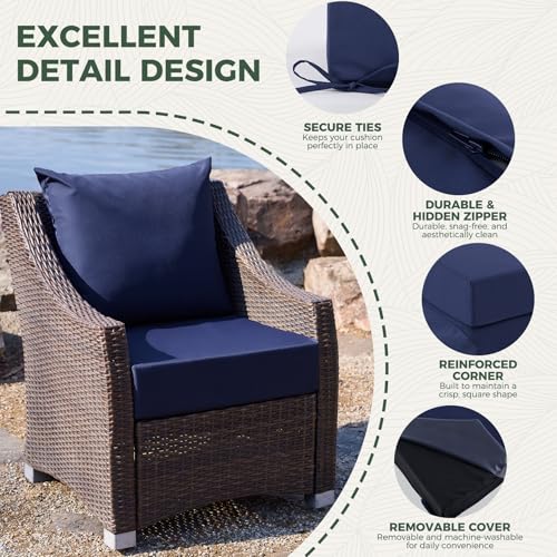 Outdoor Chair Cushions, Waterproof & Fade Resistant Patio Cushions (Navy Blue) STARTING at $18.49 AC - image 5