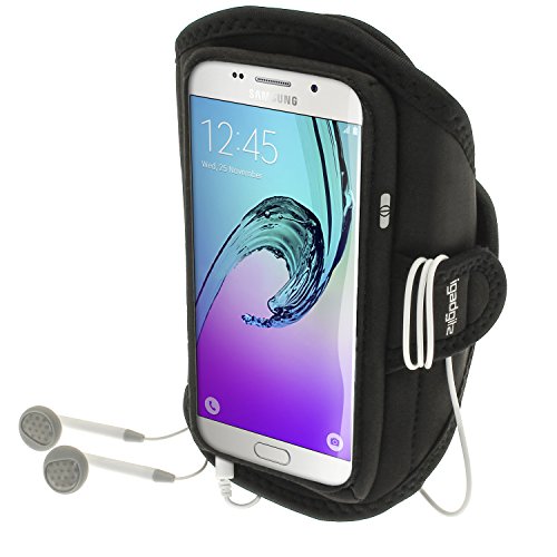 Preisvergleich Produktbild iGadgitz u4687 Stirnband-Arme Sport Kompatibel mit Samsung Galaxy A5 SM-A510 2016 schwarz