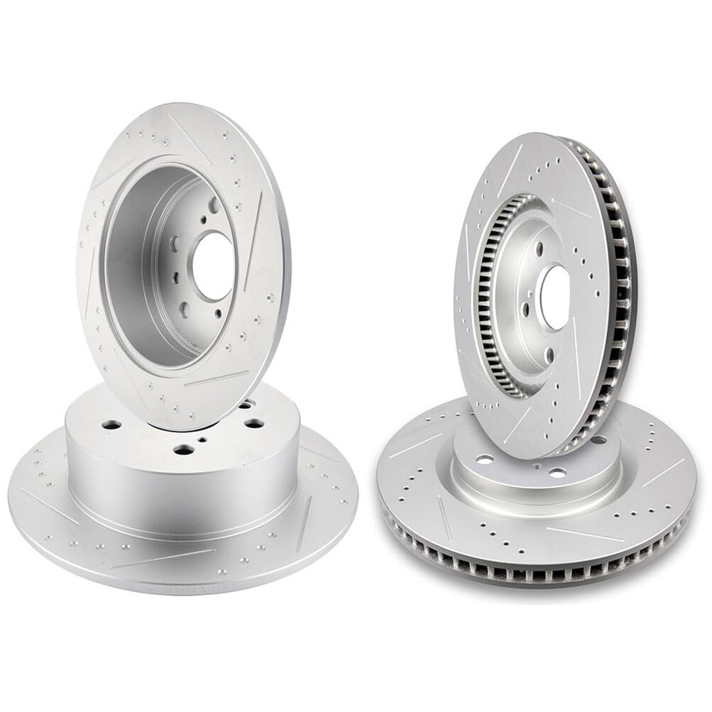 INEEDUP 5 Lugs Disc Drilled & Slotted Brake Rotors Front & Rear For Lexus ES350 2013-2018,For Toyota Avalon 2013-2018,For Toyota For Camry 2012-2017
