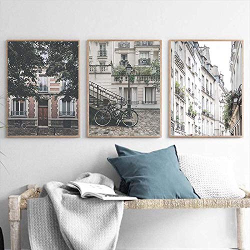 Impresión de arte de pared en lienzo premium de paisaje europeo vintage 40x50cm x3