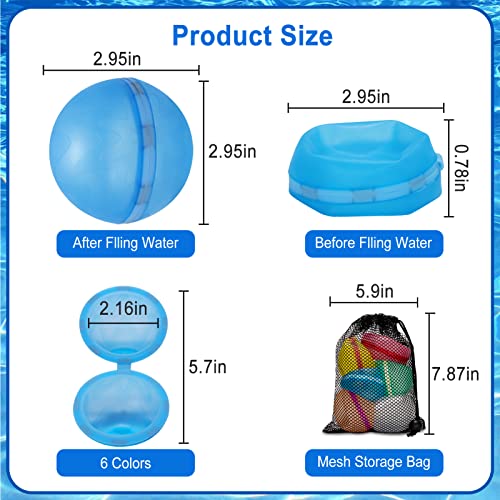 Reusable Water Balloons, 6 Packs Water Bomb Balloons Latex-Free Silicone Water Splash Ball With Mesh Bag, Self Sealing Quick Fill Summer Pool Toys Splash Balls For Boys And Girls #TOP1