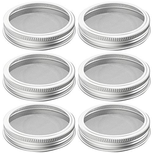 304 Stainless Steel Sprouting Lids for Wide Mouth Mason Jars and Making Organic Sprout Seeds 6 Pcs