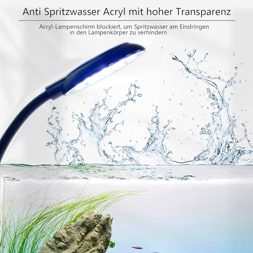2 Stück Schwarze Schale Fischtank Clip Licht 7W Mini LED Beleuchtung Hohe Helligkeit Aquarium Wasser Gras Ergänzend Transparent Clip Weißes Licht für 10 bis 30 CM Fisch Tank – Bild 5