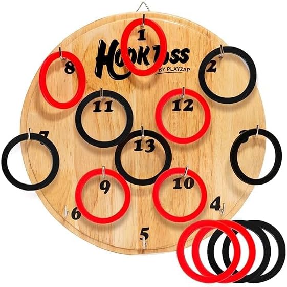 ToyGenie Hook and Ring Toss Game for Adults and Family Wooden Dart Game ...