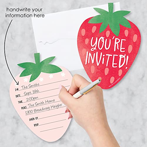 Big Dot Of Happiness Berry Sweet Strawberry - Shaped Fill-In Invitations - Fruit Themed Birthday Party Or Baby Shower Invitation Cards With Envelopes - Set Of 12 #TOP1