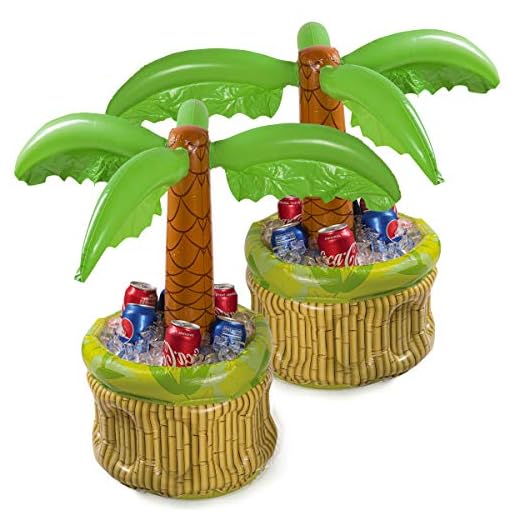 26" Inflatable Cooler, Beer Cooler for Parties, Luau Party Supplies for Adults, Summer Party Decorations, Inflatable Palm Tree for Beach Pool Parties, Pack of 2