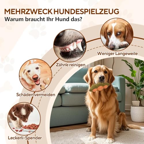 LIFLIX Futterspielzeug für Hunde, Interaktives Hundespielzeug Leckerli, Naturkautschuk Leckerli-Spender für Große Mittelgroße Hunde, Grüne Sojabohnen Form