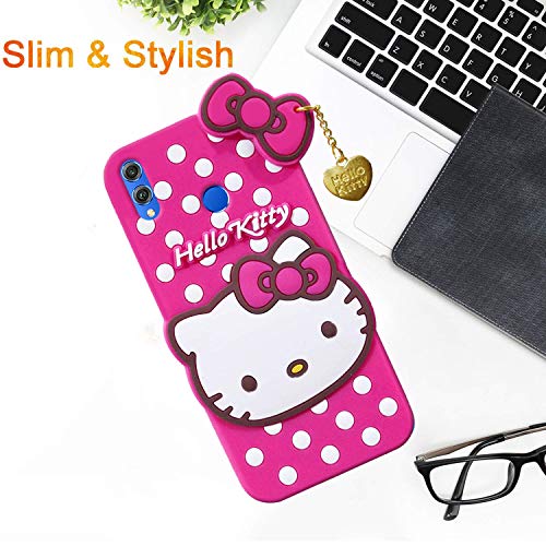 Image of Unirock Hello Kitty Back Case Cover for Honor 8X| 3D Cute Hello Kitty Case |Soft Silicone Rubber Back Cover with Pendant Kitty Cover for Honor 8X (Pink)