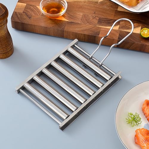 Estante de acero inoxidable para salchichas con mango cómodo 6