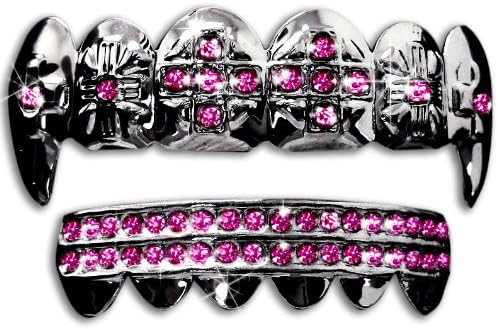 Hip Hop Gun Metal Cross Fangs Teeth Grillz Set miniatura 1