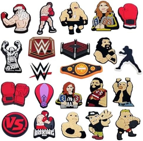 Shoe Charms for Croc, WWE Clog Decoration Cartoon Charms Shoe Accessories, Cartoon Pvc Shoe Charms Decoration for Kids Teens Boys Girls Men Women Party Birthday Gifts
