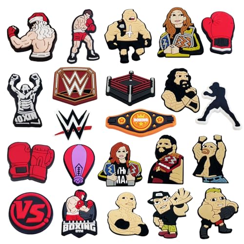 Shoe Charms for Croc, WWE Clog Decoration Cartoon Charms Shoe Accessories, Cartoon Pvc Shoe Charms Decoration for Kids Teens Boys Girls Men Women Party Birthday Gifts