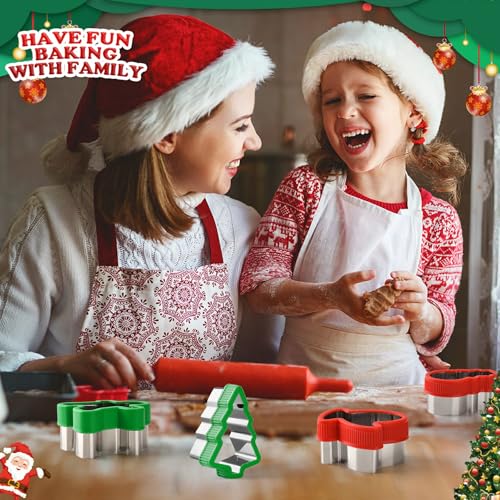 Christmas Cookie Cutters Set, 5 Piece Holiday Biscuit Cutters with Comfort Grip for Xmas Party Supplies/Favors - Image 4