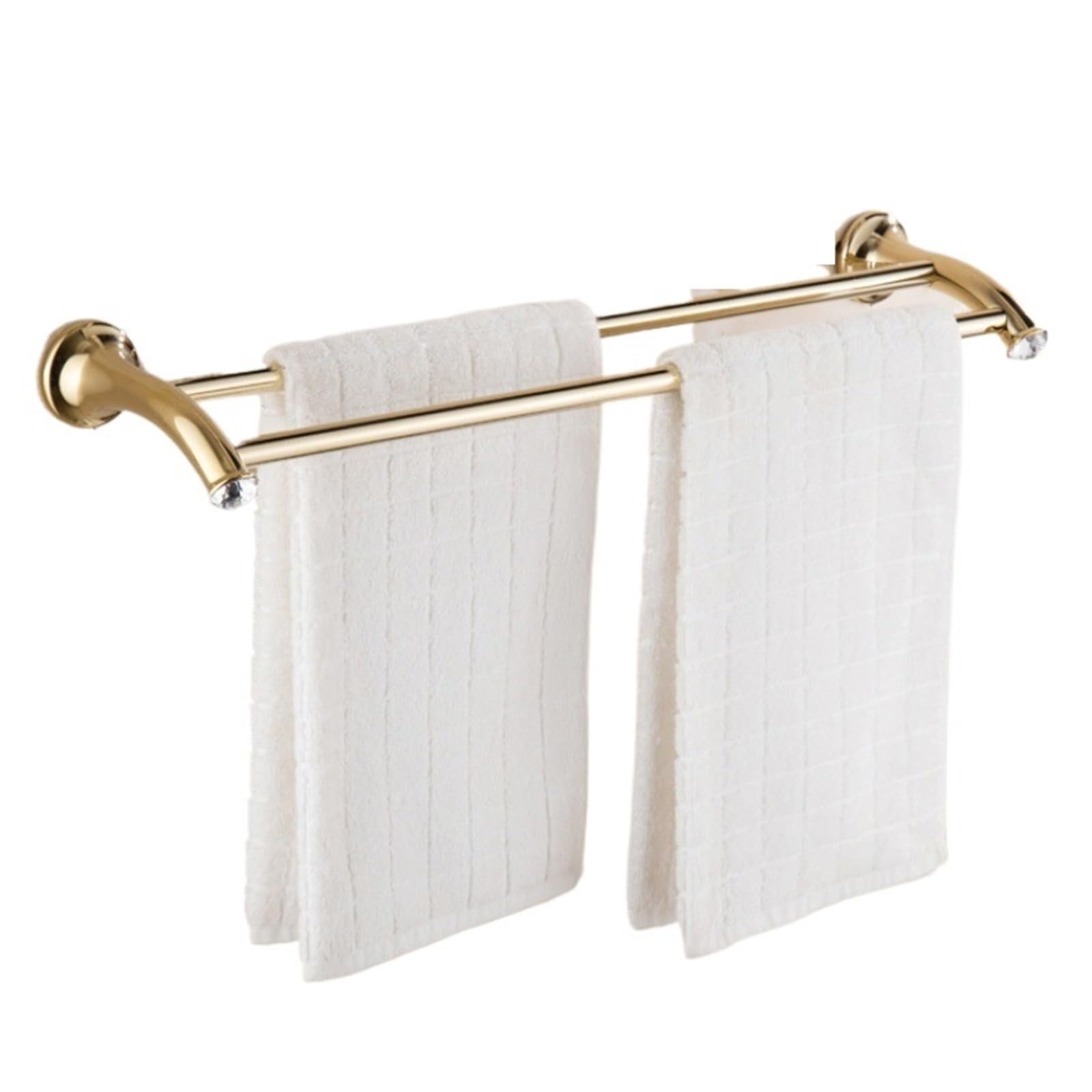Double barre porte-serviettes 30 cm en acier inoxydable chromé pour salle de bain