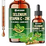 7in1 Selenium Liquid Drops with Selenium, Vitamin C, Zinc, Iodine, L-Tyrosine, Ashwagandha and Turmeric for Immune & Energy Support - 1 FL Oz - 60 Day Supply