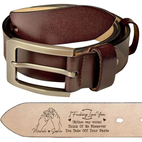 I F-king Love You Belt - Personalized Engraved Leather Belt for Men Husband Boyfriend, Husband Belt From Wife, Custom Name Leather Belt, Christmas Anniversary Birthday Gifts
