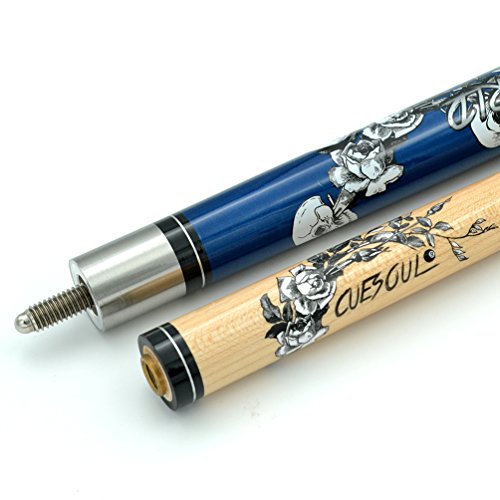 Cuesoul 57 Inch 20Oz 1/2 Maple Pool Cue Stick Kit- Rock The World Stylish Pattern Cue Design In Blue Paint #TOP3