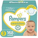 Diapers Size 3, 168 Count - Pampers Swaddlers Disposable Baby Diapers, ONE MONTH SUPPLY