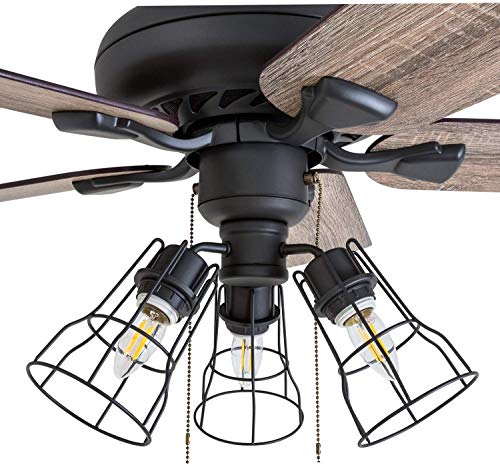 Prominence Home 50745-01 Lincoln Woods Farmhouse Ceiling Fan (3 Speed Remote), 52", Barnwood/Tumbleweed, Aged Bronze #TOP4