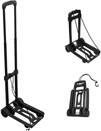 Carrinho de Carga Dobrável 2 Rodas Resistente Capacidade 40kg Preto