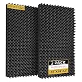 2 Pack Sound Proof Foam Panels | 48"×24"×2" Egg Crate Foam Pad | High Density Soundproof Wall Panels for Home Studio Noise & Thermal Insulation |With Adhesive Stickers 20PCS(Black)