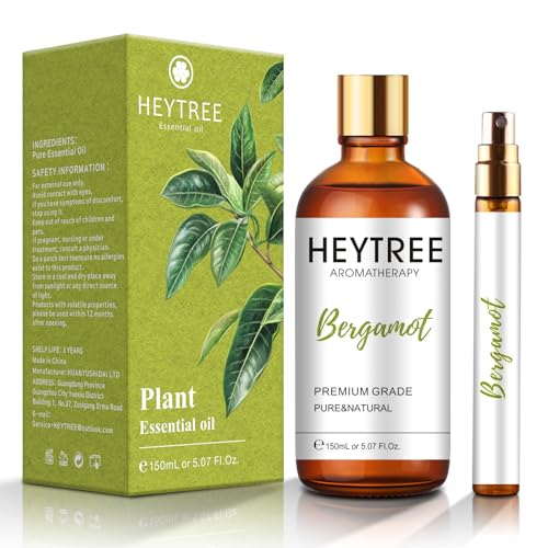 HEYTREE Bergamot Ätherisches Öl 150ml - Aufheiterndes Aromatherapieöl für Entspannung, Hautpflege, Massage und DIY-Naturprodukte