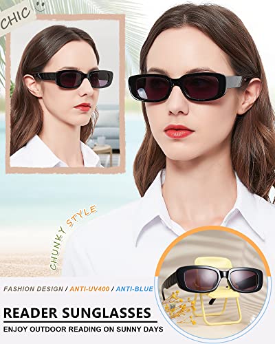 MARE AZZURO Wide Reader Sunglasses Women Fashion Chunky Sun Reading Glasses 1.0 1.25 1.5 1.75 2.0 2.25 2.5 2.75 3.0 3.5 4.02