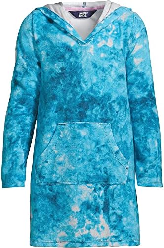 Lands' End G Terry Kangaroo Cover Up Island Turquoise Tie Dye Kids X-Large