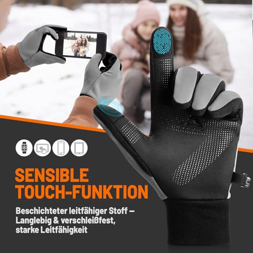 GXCROR 3M Thinsulate Winterhandschuhe, Fahrradhandschuhe, Laufhandschuhe, rutschfest und touchscreenfähig, geeignet für Radfahren, Laufen, Angeln und Motorradfahren