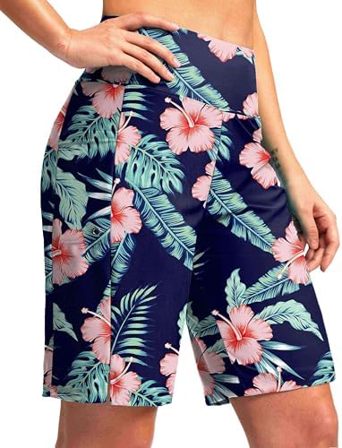 G Gradual Women's 9" Long Swim Board Shorts with Pockets