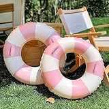 2pcs Large Swim Ring with Handles for Adults Classic Striped Pool Inner Tubes,Inflatable Pool Floats,Float Naked,Pool Floaties Adult Size for Summer Pool Party Beach(Colorful Float,2)