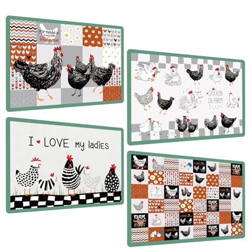 Lot de 4 - Set de Table Poule 30x42cm - I Love My Ladies - Coqs Poulets Chicken Sets de Table...