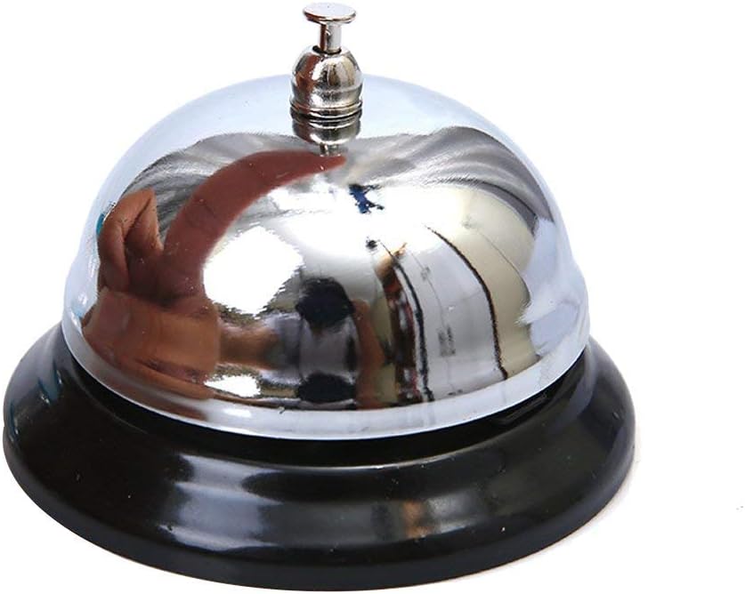 Sales time CAMPANELLO-P Polished Metal Table Bell for Reception Hotel Hotel Restaurant, Grey, 1 pezzo - Image 4