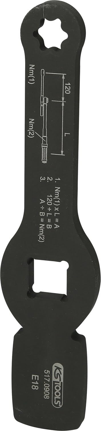 'KS Tools Plastic 517.0908 3/4 Impact TX-E Key with 2 Surfaces, E18, Schwarz
