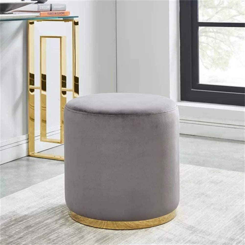 Repose-pieds velours gris et or - Petit siège de salon rembourré pour un design contemporain