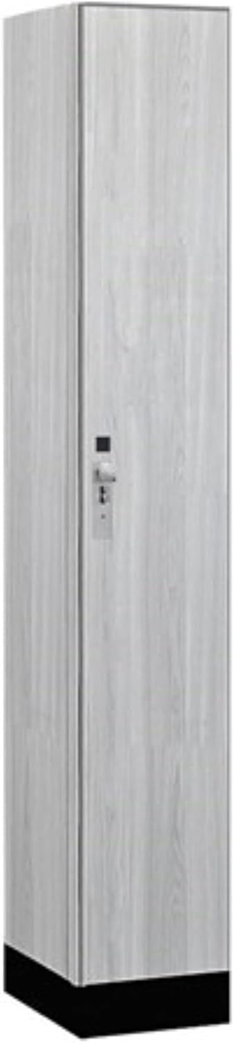 Salsbury 12" Wide Premier Wood Locker-Single Tier-1 Wide-6 Feet High-18 Deep-Silver Teak-Silver Hasps