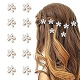10 Stück Mini-Perlen-Haarspangen, Mini-Blumenklauen-Clips mit Perlen, Mini-Haarspange, Metallclip, dekoratives Zubehör für Damen, Mädchen, Geburtstag, Party, Hochzeit