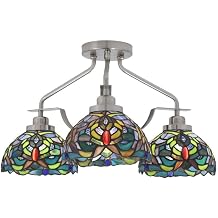Toltec Lighting 2607-BN-9905 Odyssey - 3 Light Semi-Flush Mount-11.5 Inches Tall and 18 Inches Wide, Finish Color Brushed Nickel, Glass Color Kaleidoscope Art