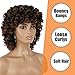 PHOENIXFLY Curly Wigs for Black Women Short Curly Wigs for Women Curly Synthetic Hair Heat Resistant Hair Replacement with Wig Caps (Black Mixed Brown)