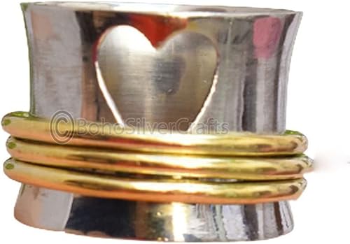 Miniatura 3 de Heart Spinner Rings For Women, Statement Spinner Ring, Handmade Silver Ring, Mediation Spinner Ring, Wide Band Rings, 925 Silver Ring, Fidget