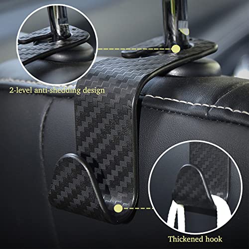 Fuyiocn Car Hooks For Purses And Bags,Car Back Seat Headrest Hooks, 4 Pack Car Organizer Backseat,Car Interior Accessorie,Carbon Fiber Pattern #TOP4
