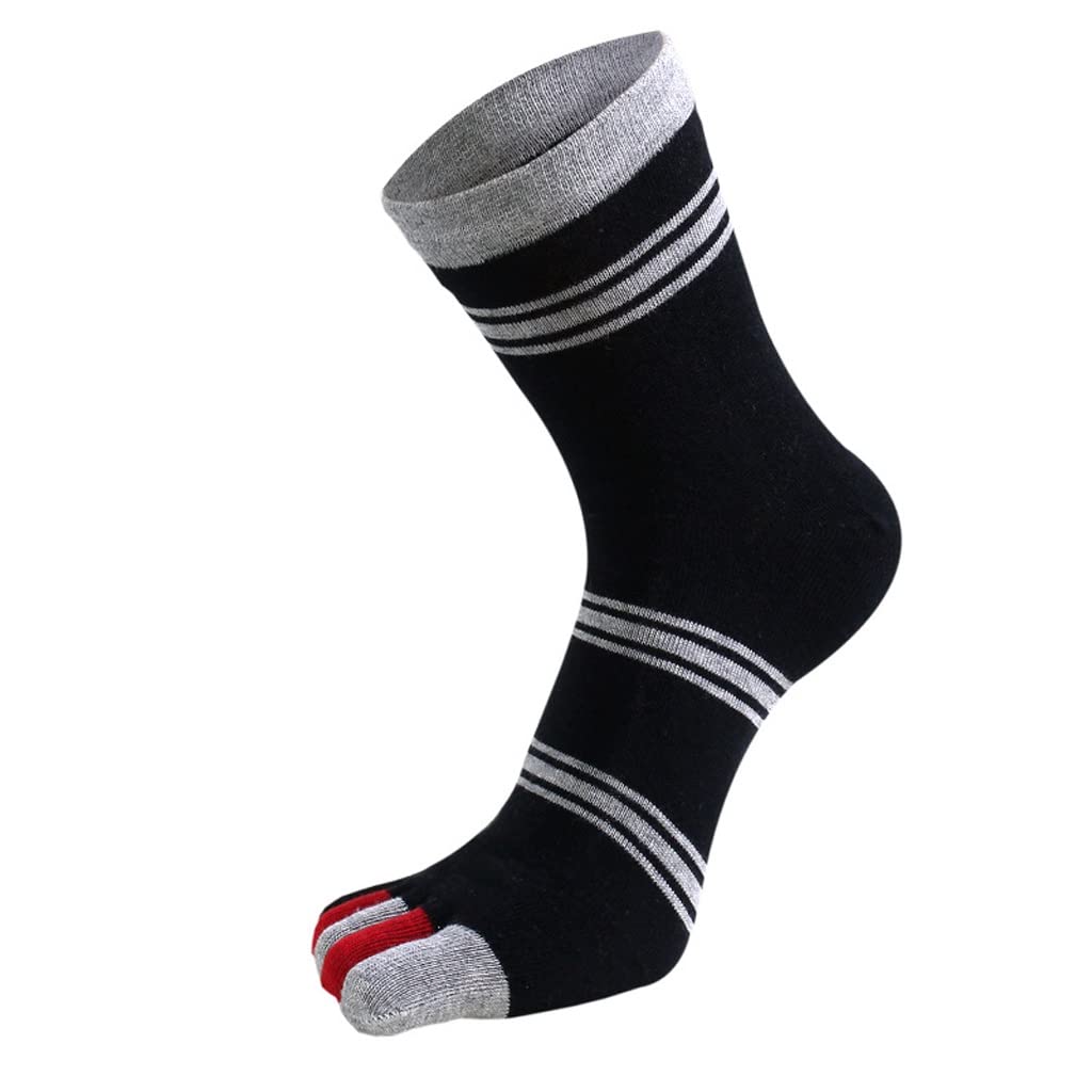 Calcetines De Cinco Dedos Calcetines De Algodón A Rayas For Hombre Calcetines Cómodos De Empalme Divertidos(1-Pack)