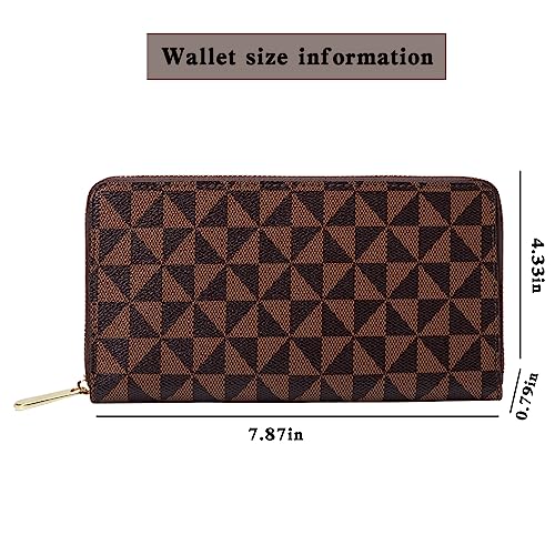 Women's wallet Wristlet Wallets for Women Large capacity travel zipper wallet multi card men's mobile phone change wallet Womans Wallet Ladies Wrist Wallet (Brown)2