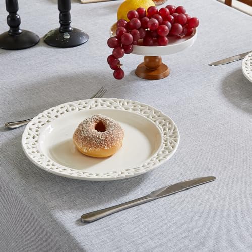 Fantastshop Linen Textured Tablecloth Rectangular for Dinning Room, Washable Stain Resistant Rectangle Table Cloth for Kitchen Outdoor, Rustic Farmhouse Style Room Decor, Light Grey, 54 x 78 Inch by Fantastshop - Used condition - Image 5