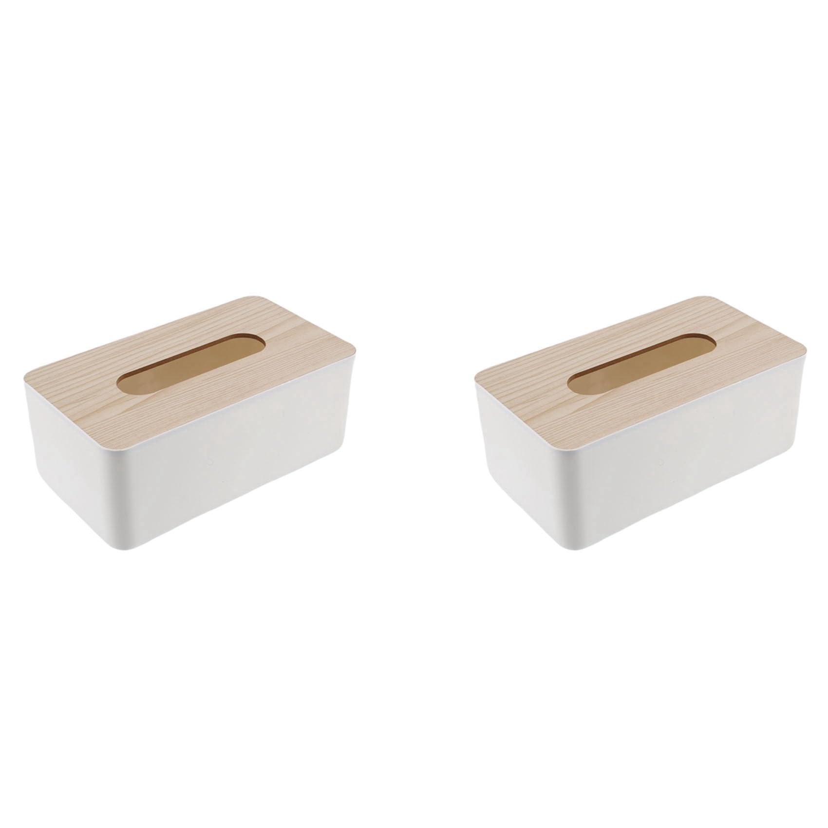 Vjsujehgy 2X Tissue Box Wooden Lid Sanitary Paper Box Solid Wood Napkin Holder Box Simple and Fashionable Tissue Box