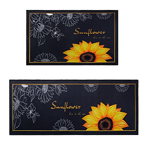 HOMBYS Küchenteppich, 50 x 80 cm + 50 x 119 cm, Schwarz Cover