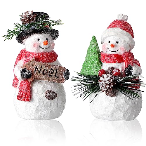 2-Pcs-Snowman-Figurines-Christmas-Decorations-Winter-Indoor-Home-Decor-Christmas-Snowman-Figurines-Table-Decorations-Cute-Christmas-Snowman-Gifts-Handmade-Resin-Winter-Indoor-Decorations 2 Pcs Snowman Figurines Christmas Decorations Winter Indoor Home Decor Christmas Snowman Figurines Table Decorations Cute Christmas Snowman Gifts Handmade Resin Winter Indoor Decorations