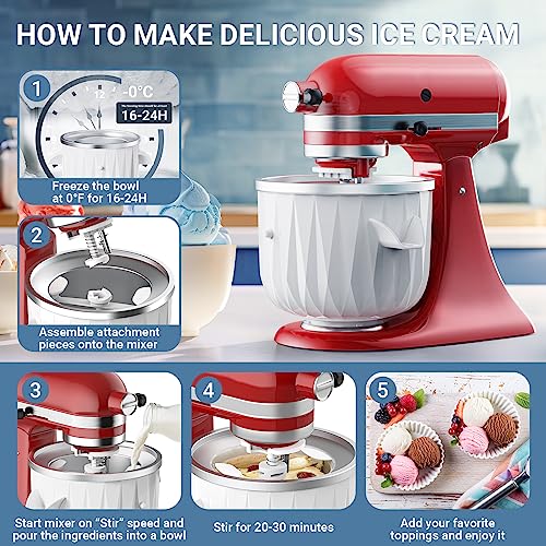 image for Ice Cream Attachment for Kitchenaid - 2 Quart Frozen Ice Cream & Sorbe