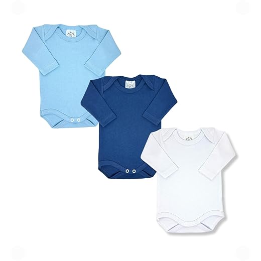 Kit Com 3 Bodies Manga Longa Para Bebê Menino Menina 100% Algodão